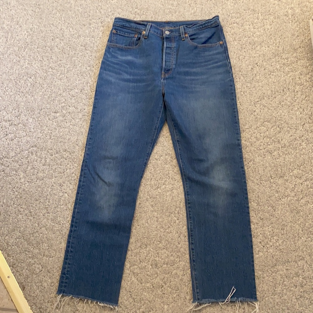 Levi’s 501 High Waist. Size 30. Raw Cut Hem. 99% Cotton.
